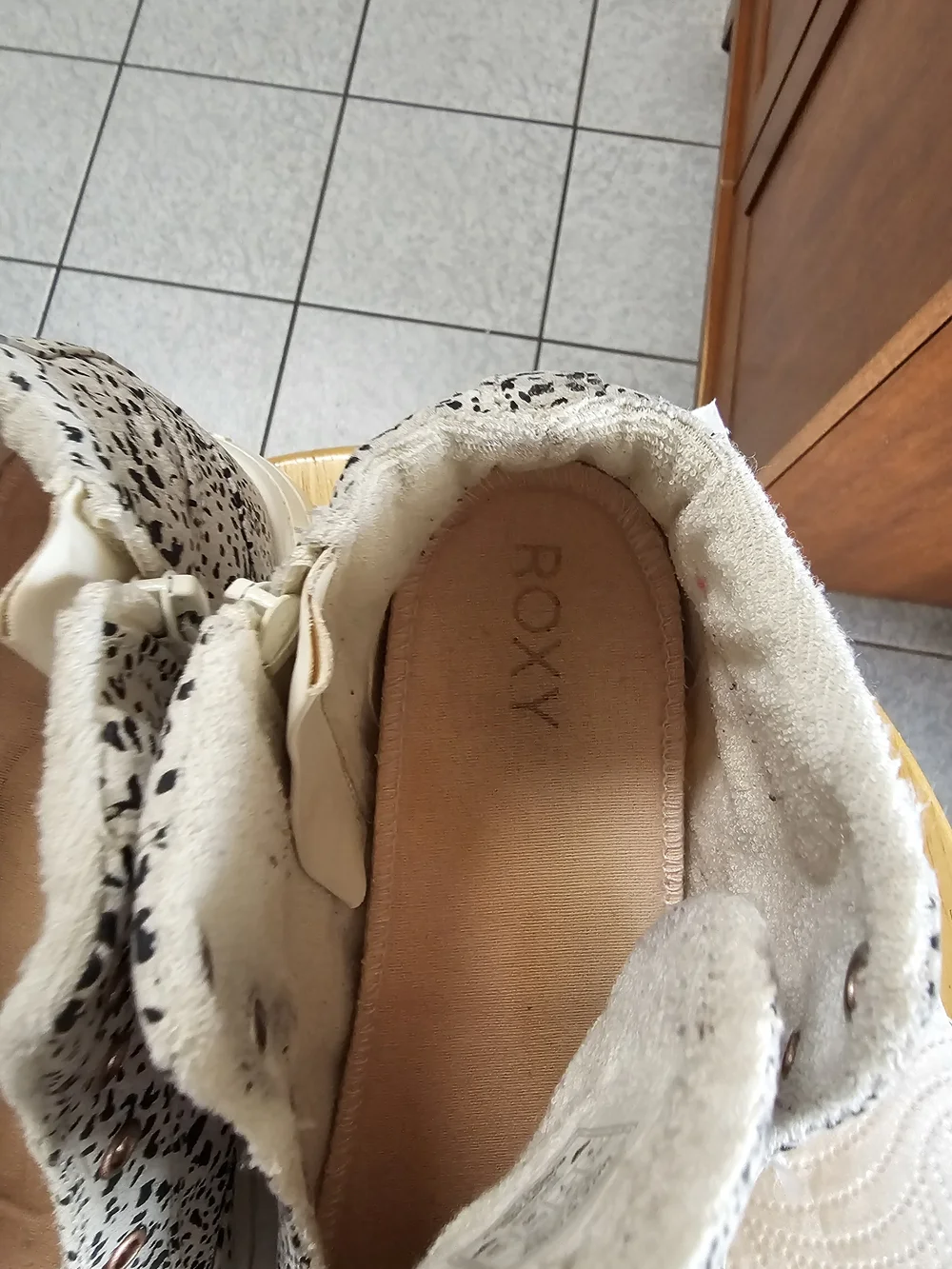 Roxy Women's High-Top Sneakers in Cream with Black Spot Print